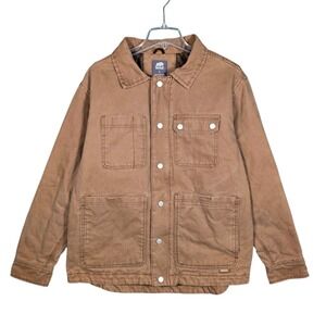 Berne Jacket Mens Large Vintage‎ Washed Duck Chore Coat Brown Workwear Pockets